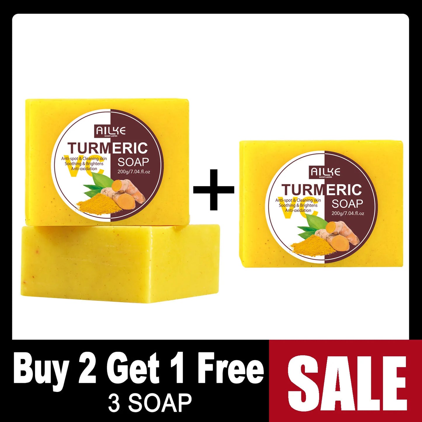 AILKE Turmeric Soap Bar Brightening Acne And Skin Tone