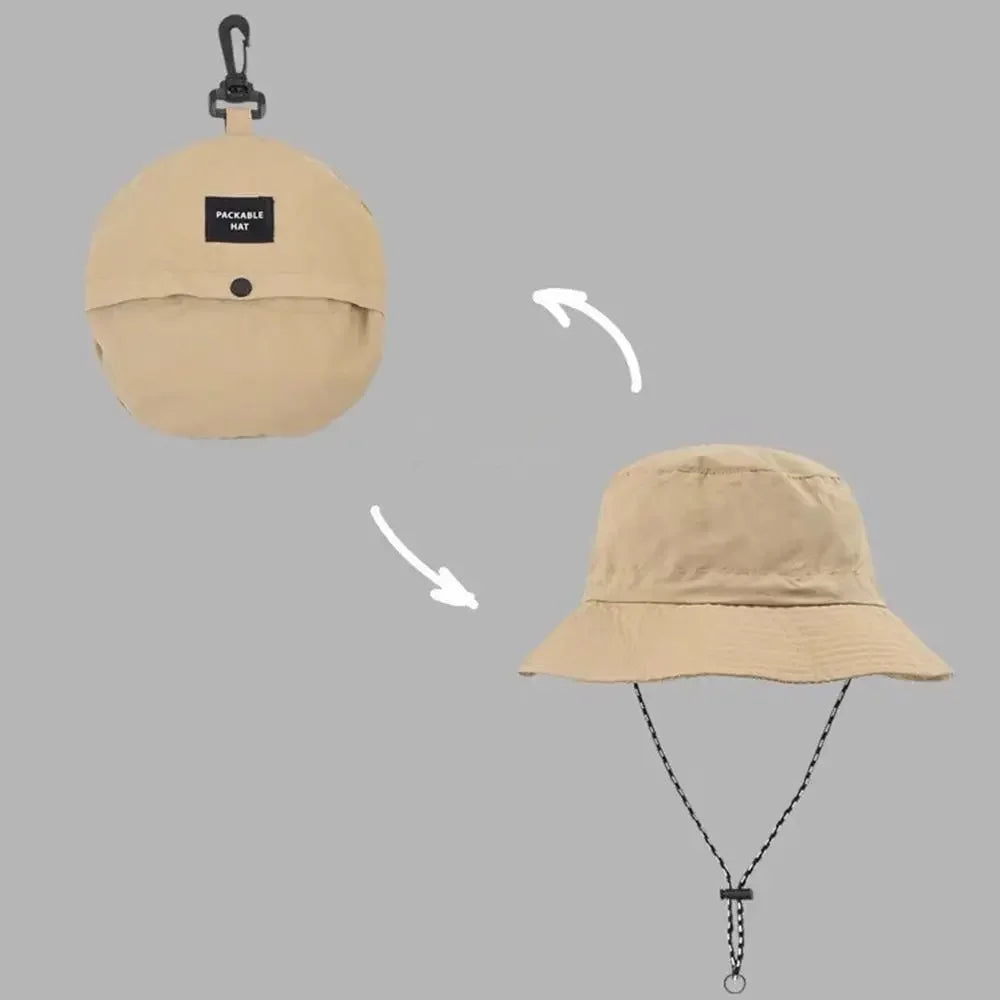 NONECN Summer Sun Protection Waterproof Panama Hat With Storage Bag