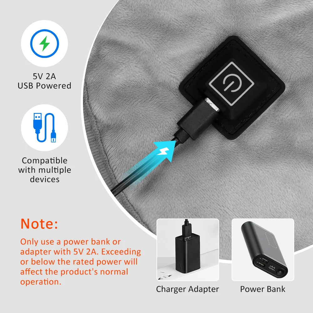 Electric Heating Shoulder Neck Pad Massager USB Threegear Heat Settings