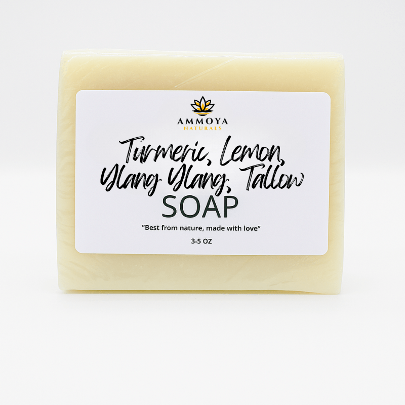 AMMOYA NATURALS Tallow Turmeric Lemon Ylang Ylang Goat Milk Soap