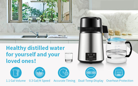 SucceBuy Water Distiller Purifier Dispenser With Dual Temp Display